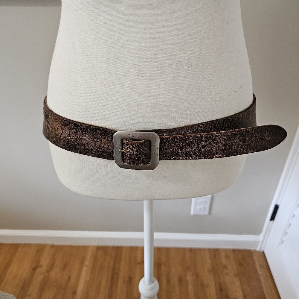CAbi Genuine Leather Woven Tooled Brown Tassel Belt